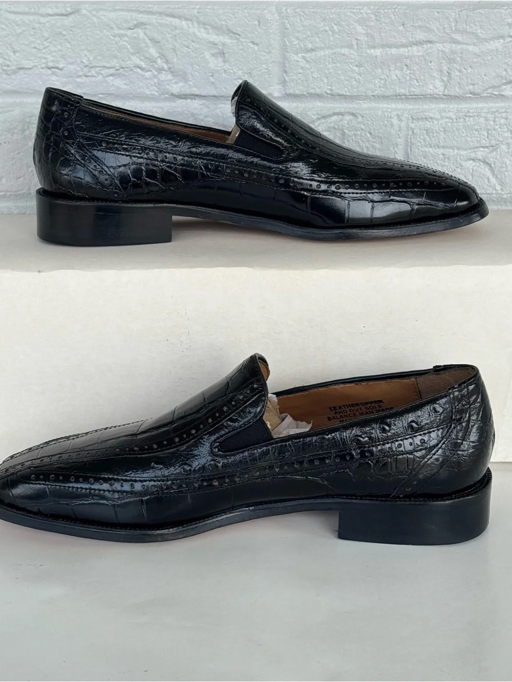 Stacy Adams Alligator Print Square Toe Loafers Men's 8